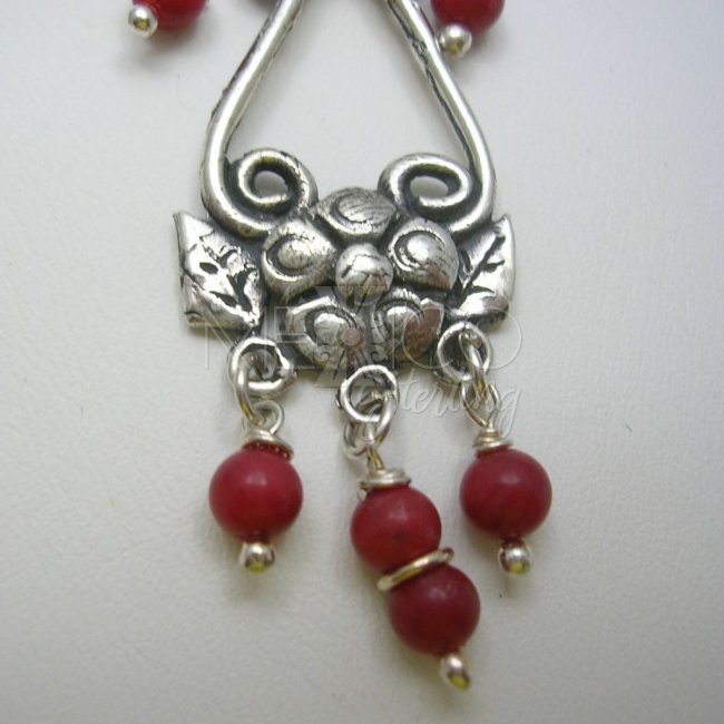 Silver Dangling Earrings Stone Beads