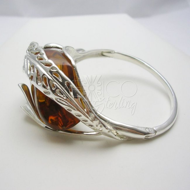 Taxco Silver and Chiapas Amber Cuff - Click Image to Close