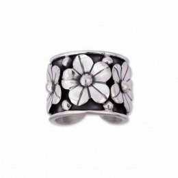Silver Oxidized Ring Overlaid Daisies