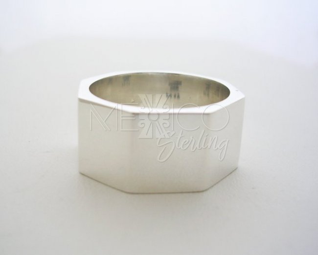 Solid Silver Heptagon Screw, Unisex Ring