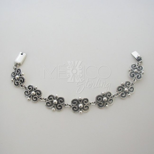Oxidized Silver Bracelet Beautiful Baroque Style