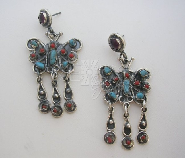 MATL-Matilde Style Multi Gemstone Butterfly Earrings - Click Image to Close