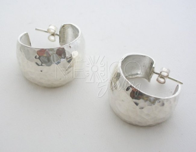 Mexican Sterling Silver Contemporay Hoop Earrings