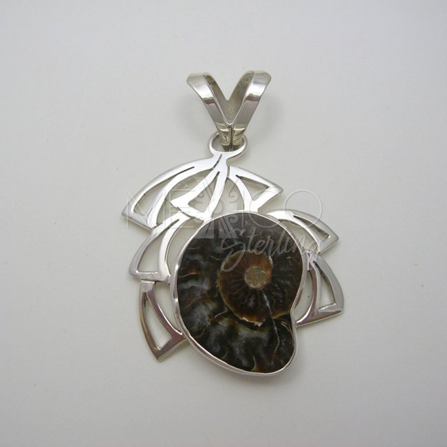 Sterling Silver and Ammonite Pendant - Click Image to Close
