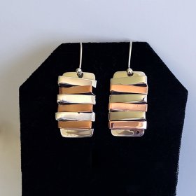 Silver Mixed Metals Stacked Bar Earrings Silver Mixed Metals Stacked Bar Earrings