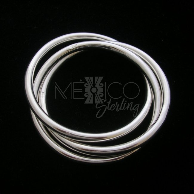 Taxco 925 Sterling Silver Bangle - Click Image to Close