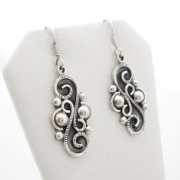 Taxco Oxidized Silver Dangle Earrings