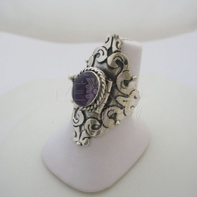 Adjustable Mexican Silver Poison Ring - Click Image to Close