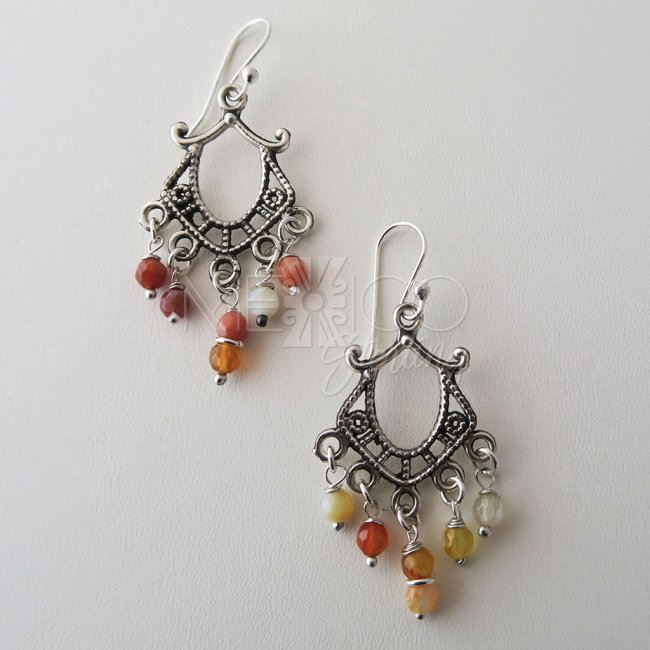 Asian Wind Mexican Silver Earrings - Click Image to Close