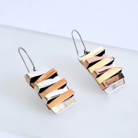 Silver Mixed Metals Stacked Bar Earrings Silver Mixed Metals Stacked Bar Earrings