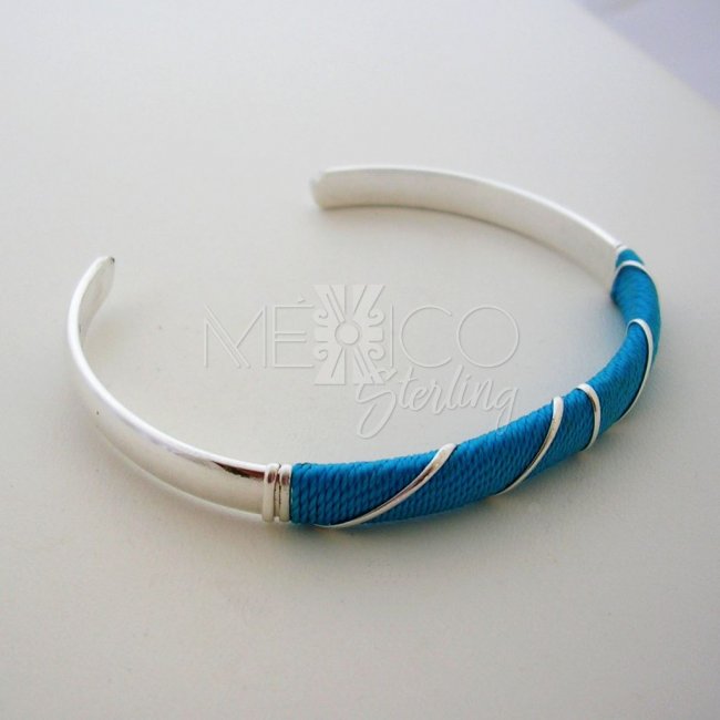 Taxco Silver Plated Bracelet Colorful Thread