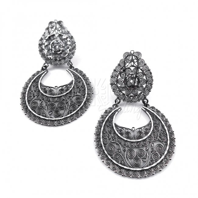 Filigree Silver Galaxy Large Earrings - Click Image to Close