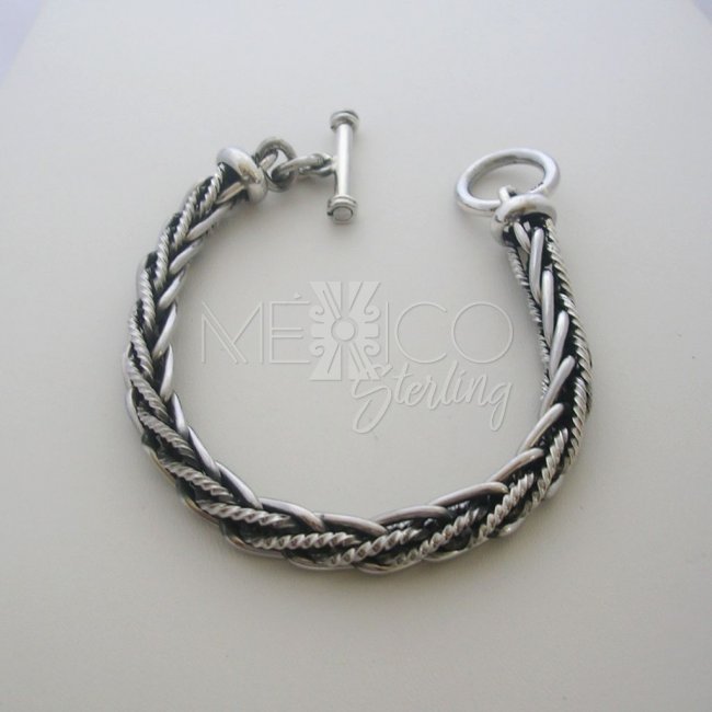 Completely Handmade Taxco Solid Silver bracelet - Click Image to Close