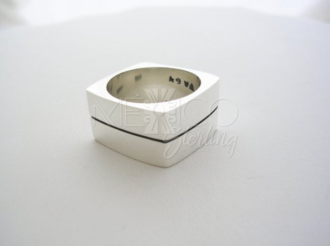 Solid Taxco Sterling Silver Geometric Unisex Ring