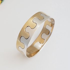Puzzle Silver Two Tone Cuff Bracelet Puzzle Silver Two Tone Cuff Bracelet