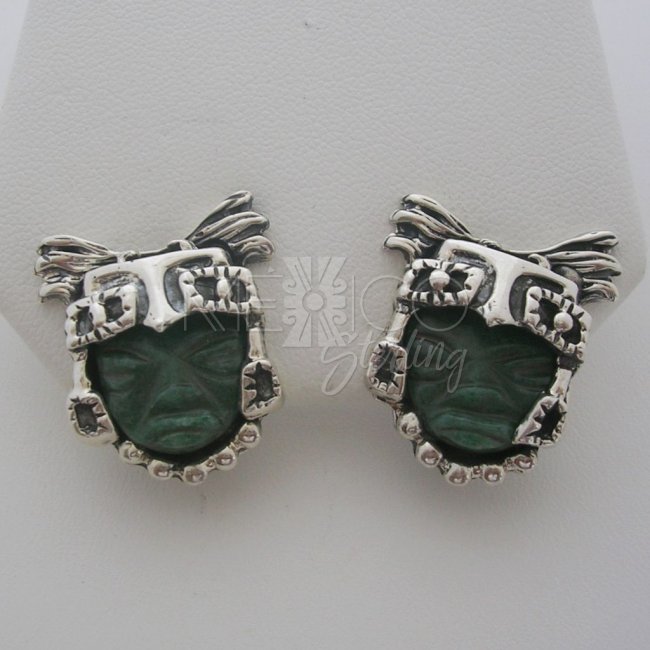 Jade and 925 Silver Earrings with Clip On - Click Image to Close