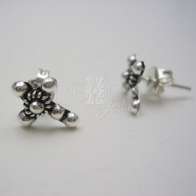 Taxco Silver Cross Stud Earrings