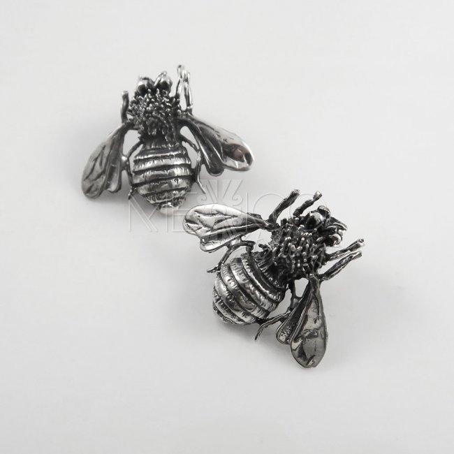 Unusual Taxco Silver Bee Earrings