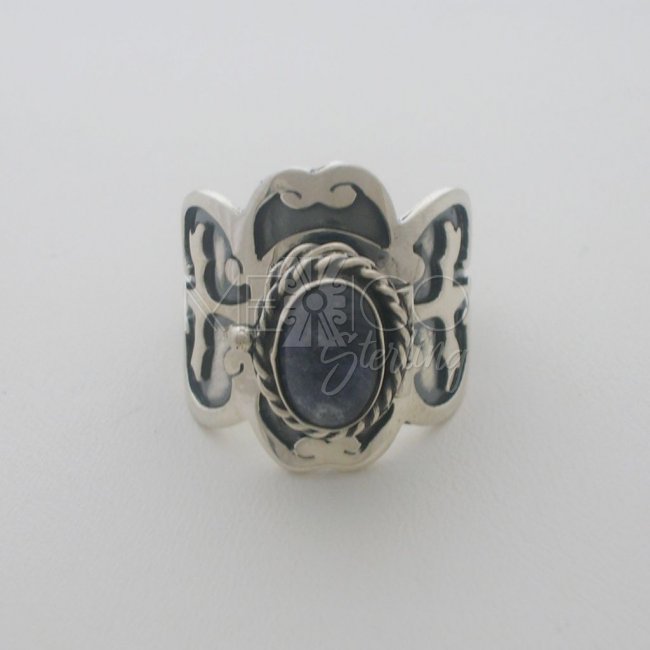 Solid Sterling Silver Poison Ring with Stone - Click Image to Close