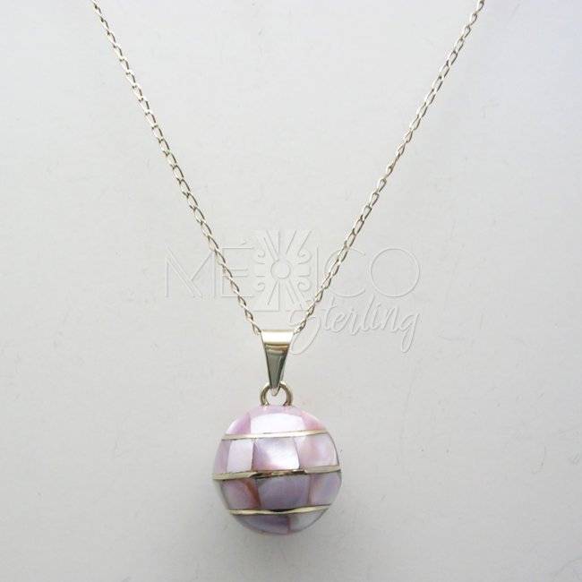 Silver Plated Pendant with Mother of Pearl - Click Image to Close