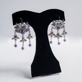 Lovely Silver Birdies with Amethyst Earrings Lovely Silver Birdies with Amethyst Earrings