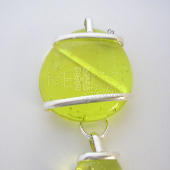 Silver Plated Pendant with Colorful Glass