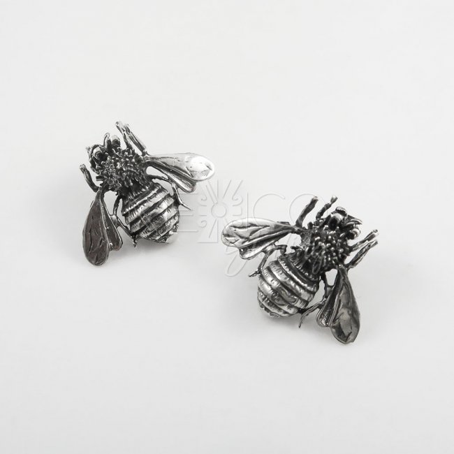 Unusual Taxco Silver Bee Earrings