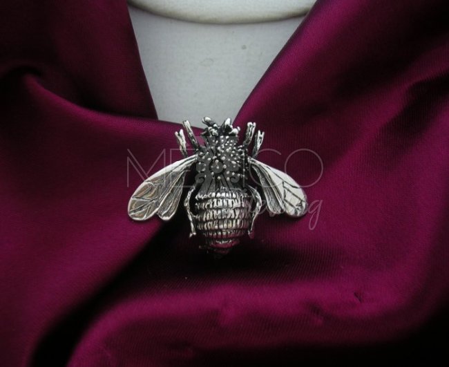 Unusual Jewelry, Sterling Silver bee Pin Brooch - Click Image to Close