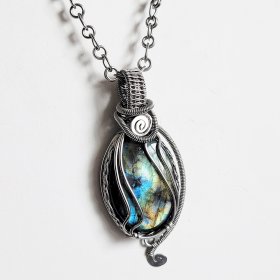 Stainless steel Labradorite Necklace-Chain Stainless steel Labradorite Necklace-Chain