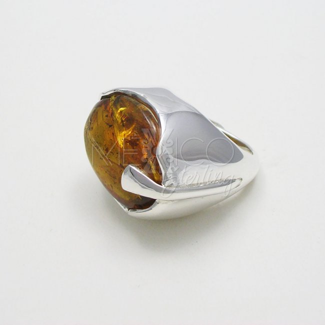 Taxco Silver and Amber Wizard Ring - Click Image to Close