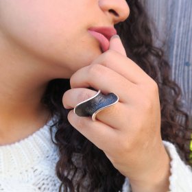 Oxidized Silver Sculptural Wave Ring Oxidized Silver Sculptural Wave Ring