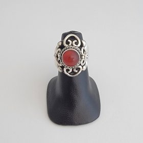 Adjustable Silver and Carnelian Poison Ring Adjustable Silver and Carnelian Poison Ring