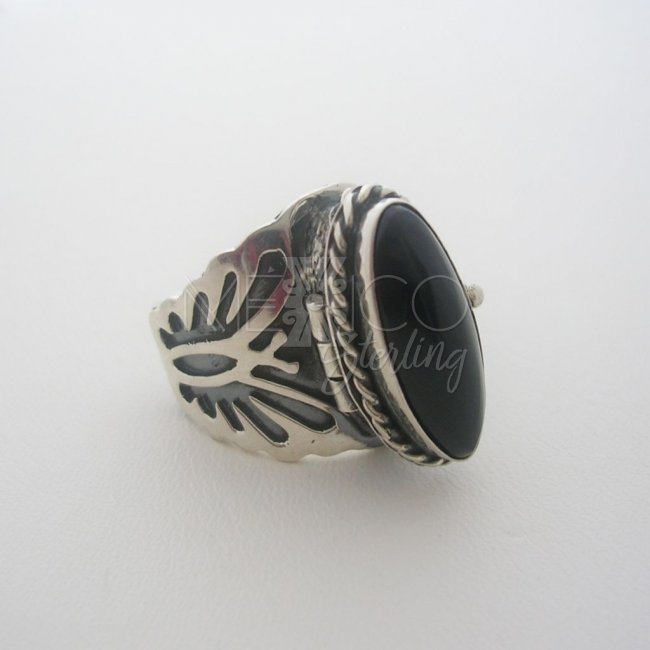 Unisex Sterling Silver Poison Ring, Hopi Style - Click Image to Close