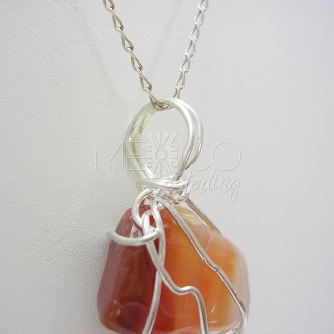 Silver Plated and Agate Gemstone Pendant