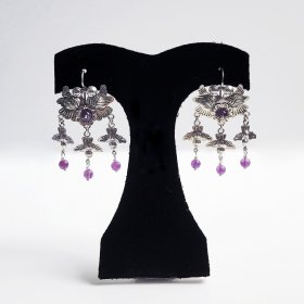 Lovely Silver Birdies with Amethyst Earrings Lovely Silver Birdies with Amethyst Earrings