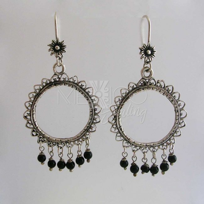 Silver Suns Taxco Earrings - Click Image to Close