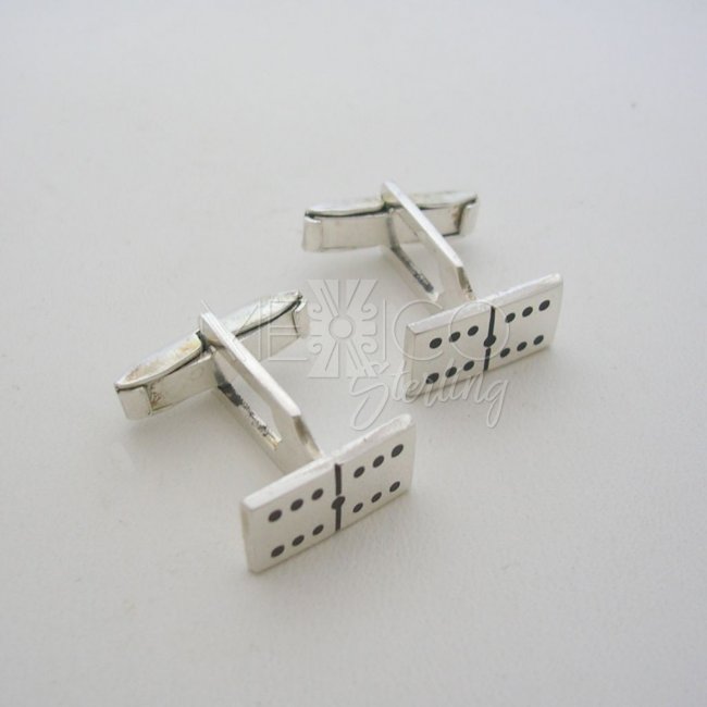 Mexican Domino Chips Sterling Silver Cufflinks - Click Image to Close