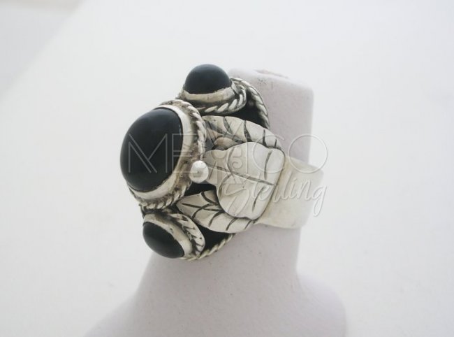 Collectible Artisan, Adjustable Taxco Silver Poison Ring - Click Image to Close