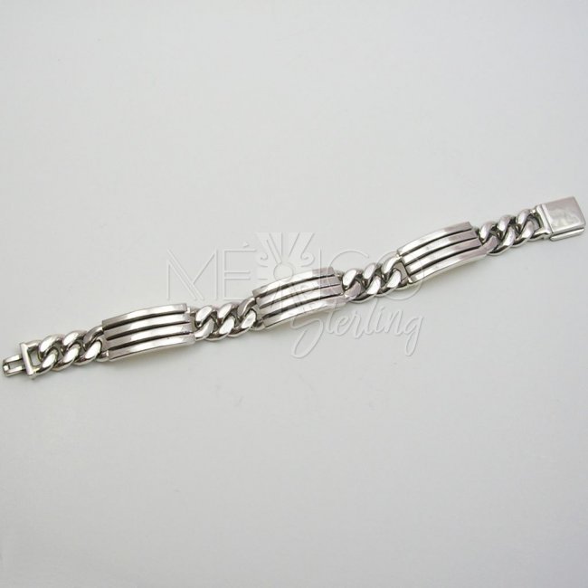 Solid Sterling Silver Men Bracelet - Click Image to Close