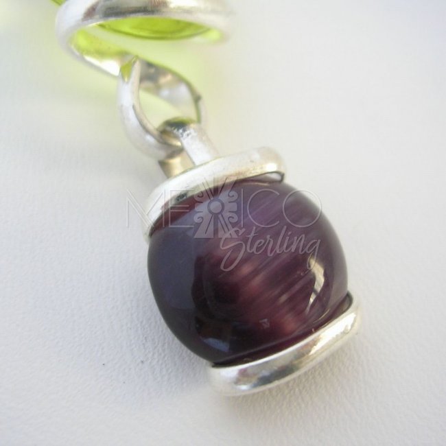 Silver Plated Pendant with Colorful Glass