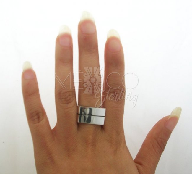 Solid Taxco Sterling Silver Geometric Unisex Ring