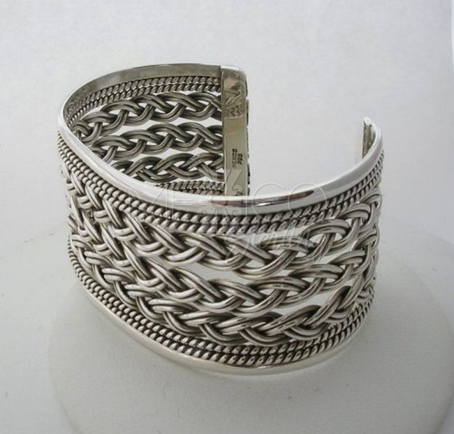 Taxco Silver Braided Cuff Bracelet