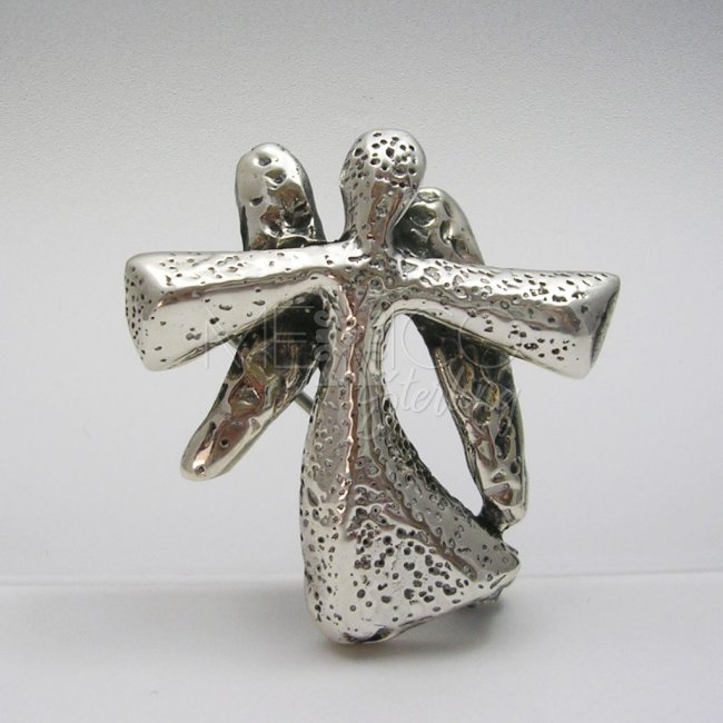 Solid Sterling Silver Angel Brooch - Click Image to Close